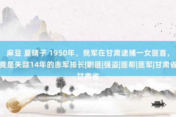   麻豆 夏晴子 1950年，我军在甘肃逮捕一女匪首，竟是失踪14年的赤军排长|剿匪|强盗|匪帮|匪军|甘肃省